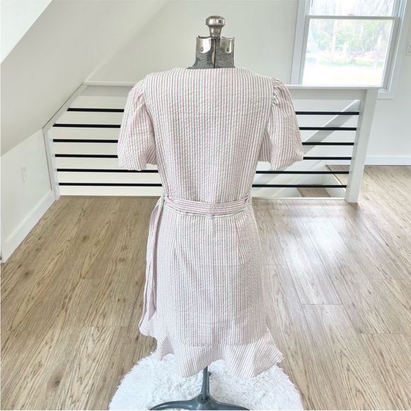 NWT S M Draper, James RSVP, green, pink and white striped wrap dress - Picture 2 of 3